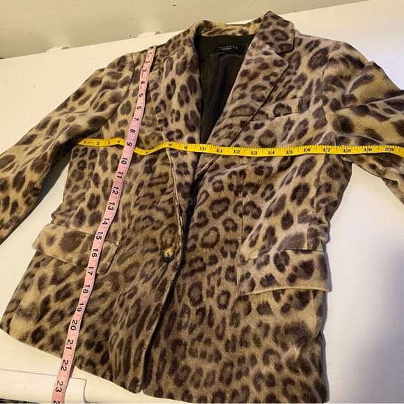 TALBOTS Women’s Cheetah Print Brown Cream Blazer Lined Animal Print Size S - Picture 8 of 9